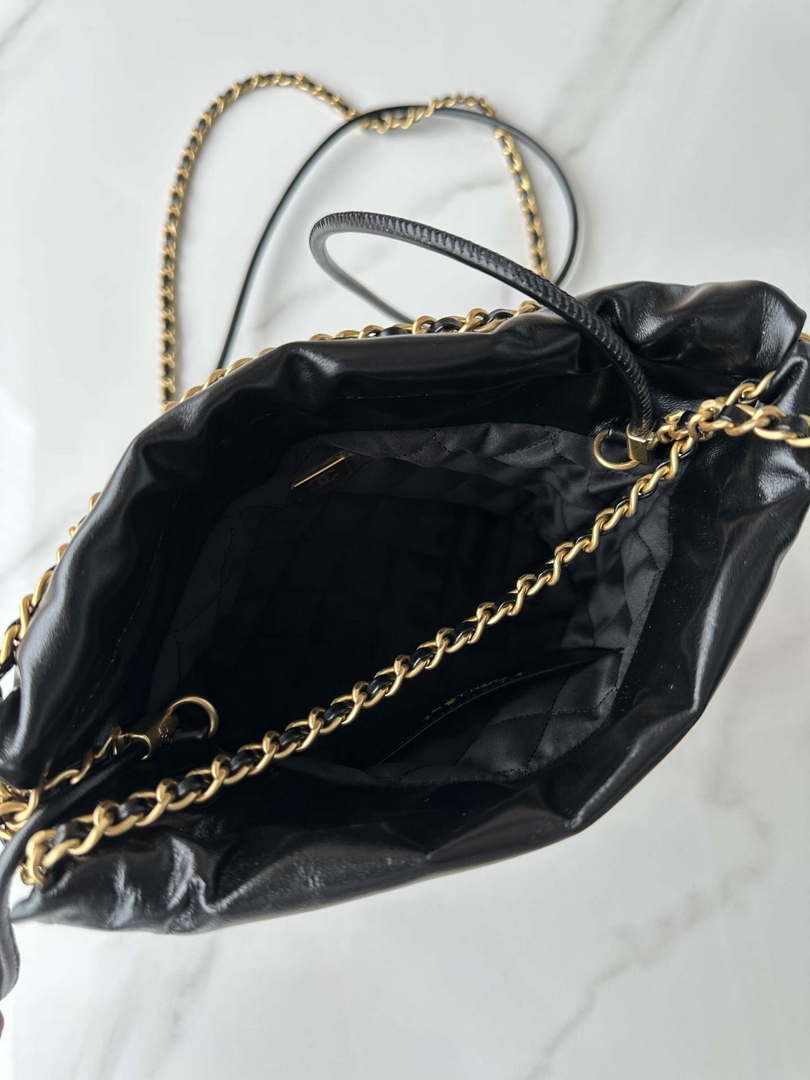 Chanel 22 Mini Handbag AS3980 Shiny Calfskin & Gold-Tone Metal Black & White - Default Title - View 8