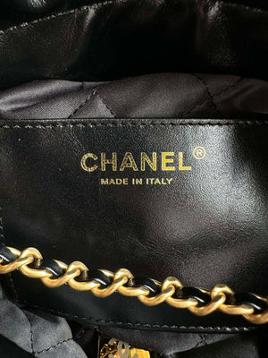 Chanel 22 Mini Handbag AS3980 Shiny Calfskin & Gold-Tone Metal Black & White - Default Title - View 9