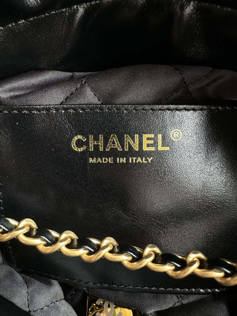 Chanel 22 Mini Handbag AS3980 Shiny Calfskin & Gold-Tone Metal Black & White - Default Title - View 9