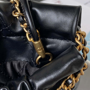 Chanel 22 Mini Handbag AS3980 Shiny Calfskin & Gold-Tone Metal Black - Default Title - View 5