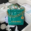 Chanel 22 Mini Handbag AS3980 Shiny Calfskin & Gold-Tone Metal Green - Default Title - View 1