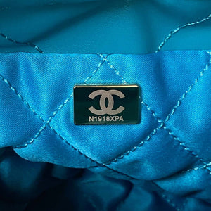 Chanel 22 Mini Handbag AS3980 Shiny Calfskin & Gold-Tone Metal Lake Blue - Default Title - View 9