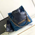 Chanel 22 Mini Handbag AS3980 Shiny Calfskin & Gold-Tone Metal Navy Blue - Default Title - View 1