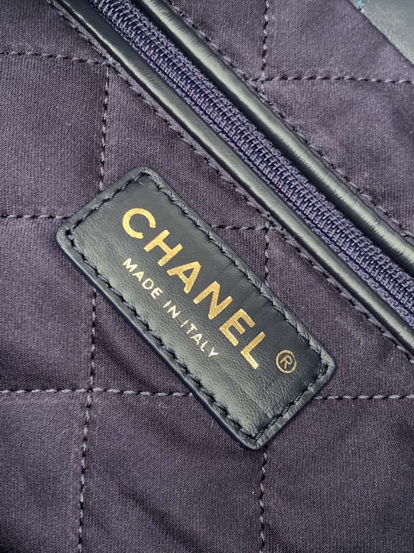 Chanel 22 Mini Handbag AS3980 Shiny Calfskin & Gold-Tone Metal Navy Blue - Default Title - View 9