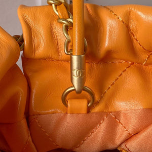 Chanel 22 Mini Handbag AS3980 Shiny Calfskin & Gold-Tone Metal Orange - Default Title - View 6