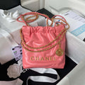 Chanel 22 Mini Handbag AS3980 Shiny Calfskin & Gold-Tone Metal Rose Pink - Default Title - View 1