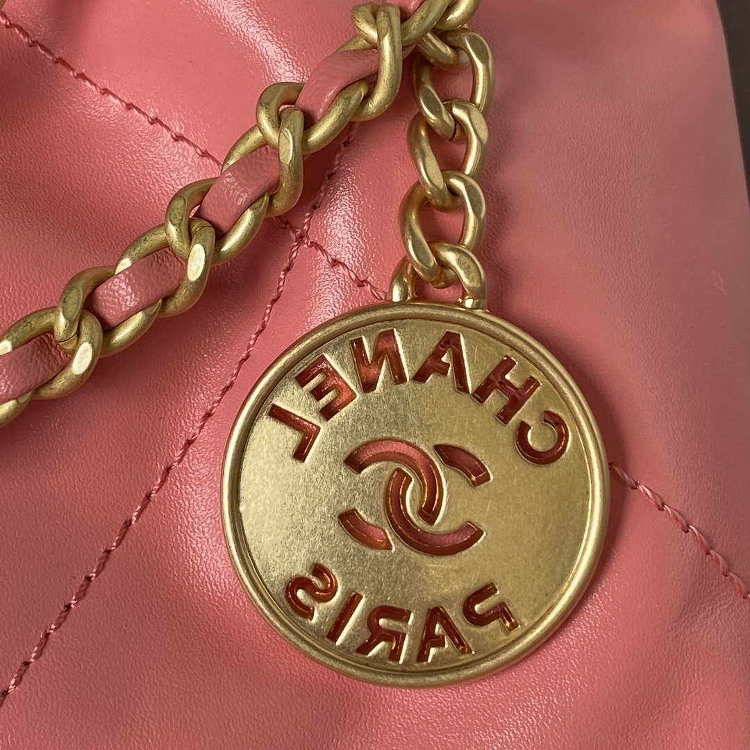 Chanel 22 Mini Handbag AS3980 Shiny Calfskin & Gold-Tone Metal Rose Pink - Default Title - View 4