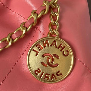 Chanel 22 Mini Handbag AS3980 Shiny Calfskin & Gold-Tone Metal Rose Pink - Default Title - View 4
