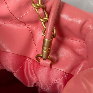 Chanel 22 Mini Handbag AS3980 Shiny Calfskin & Gold-Tone Metal Rose Pink - Default Title - View 7