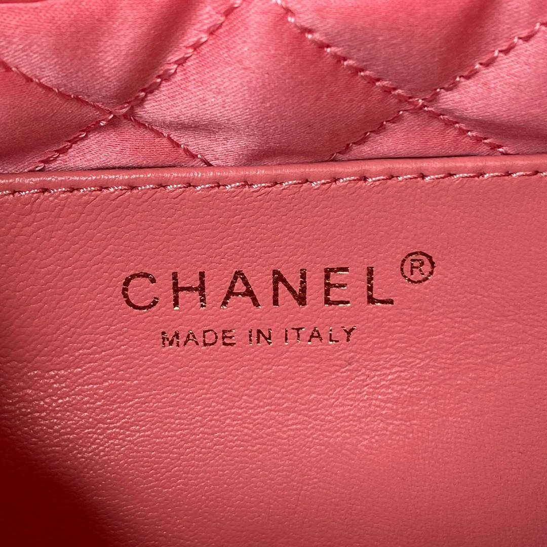 Chanel 22 Mini Handbag AS3980 Shiny Calfskin & Gold-Tone Metal Rose Pink - Default Title - View 8