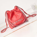 Chanel 22 AS3980 Mini Handbag Shiny Calfskin & Silver-Tone Metal Red - Default Title - View 1