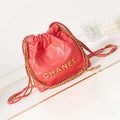 Chanel 22 Mini Handbag AS3980 Shiny Calfskin & Gold-Tone Metal Red - Default Title - View 1