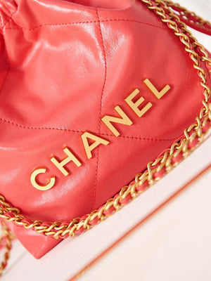 Chanel 22 Mini Handbag AS3980 Shiny Calfskin & Gold-Tone Metal Red - Default Title - View 2