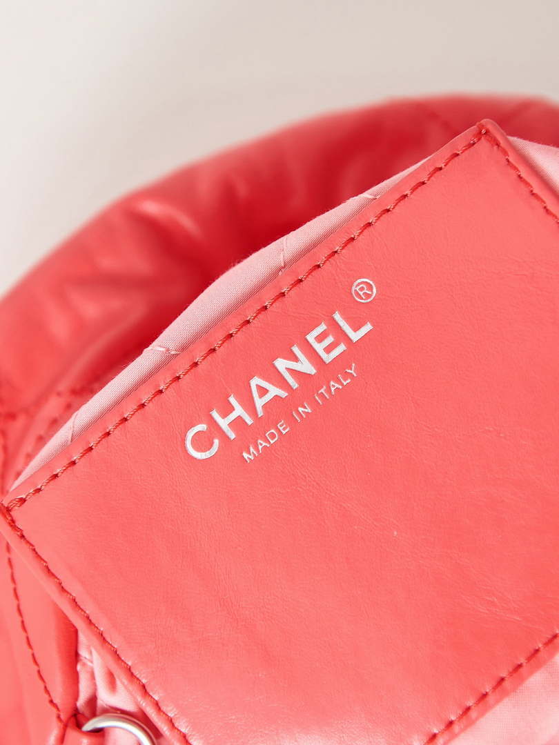 Chanel 22 AS3980 Mini Handbag Shiny Calfskin & Silver-Tone Metal Red - Default Title - View 9