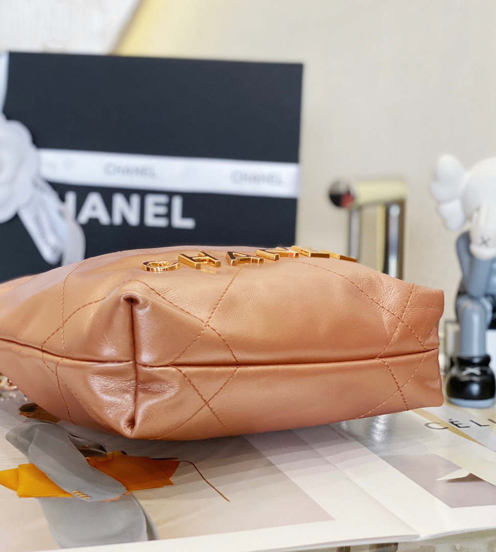 Chanel 22 Mini Handbag AS3980 Shiny Calfskin & Gold-Tone Metal Copper - Default Title - View 4