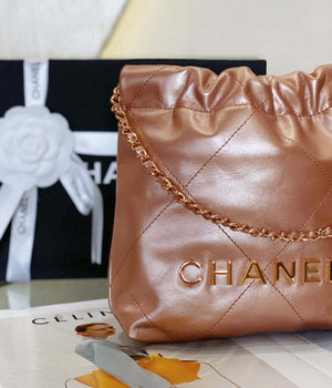 Chanel 22 Mini Handbag AS3980 Shiny Calfskin & Gold-Tone Metal Copper - Default Title - View 8