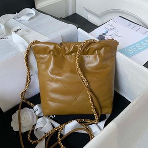 Chanel 22 Mini Handbag AS3980 Shiny Calfskin & Gold-Tone Metal Marigold - Default Title - View 2