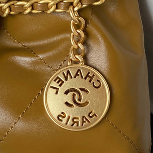 Chanel 22 Mini Handbag AS3980 Shiny Calfskin & Gold-Tone Metal Marigold - Default Title - View 3