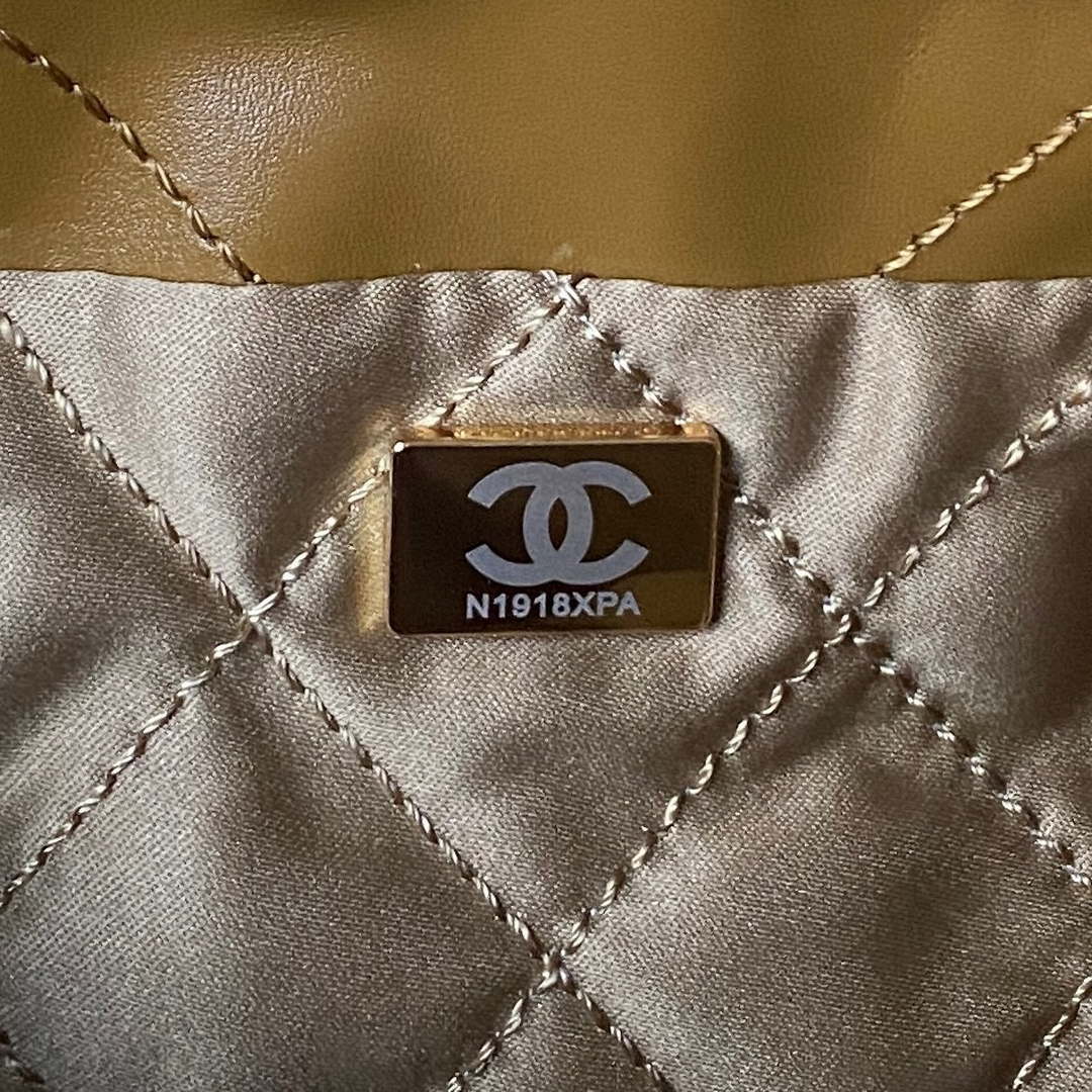 Chanel 22 Mini Handbag AS3980 Shiny Calfskin & Gold-Tone Metal Marigold - Default Title - View 7