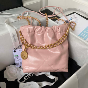 Chanel 22 Mini Handbag AS3980 Shiny Calfskin & Gold-Tone Metal Pink - Default Title - View 2