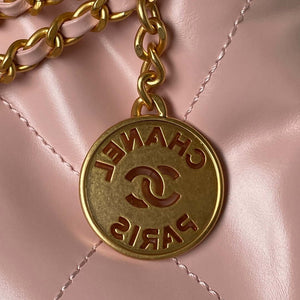 Chanel 22 Mini Handbag AS3980 Shiny Calfskin & Gold-Tone Metal Pink - Default Title - View 3