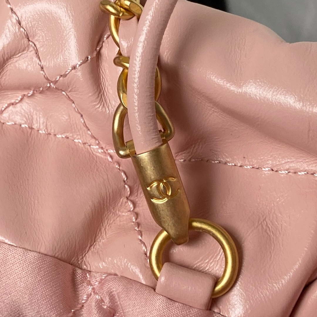 Chanel 22 Mini Handbag AS3980 Shiny Calfskin & Gold-Tone Metal Pink - Default Title - View 7