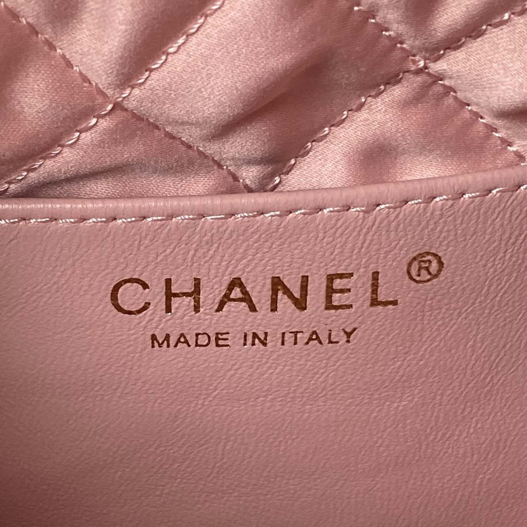 Chanel 22 Mini Handbag AS3980 Shiny Calfskin & Gold-Tone Metal Pink - Default Title - View 8