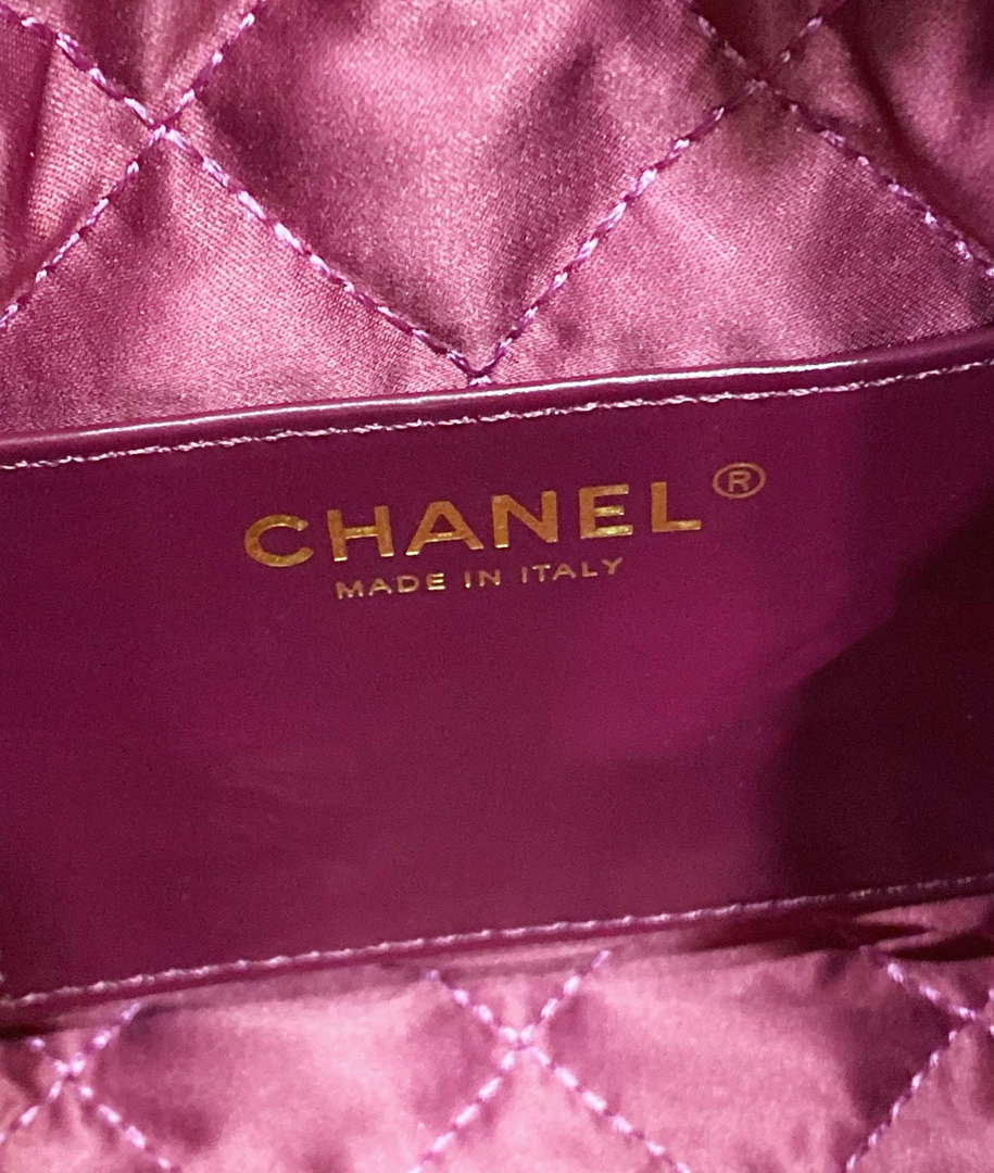 Chanel 22 Mini Handbag AS3980 Shiny Calfskin & Gold-Tone Metal Purple Red - Default Title - View 9