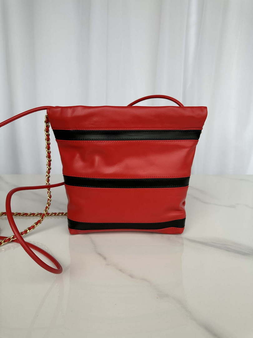 Chanel 22 Mini Handbag AS3980 Shiny Calfskin & Gold-Tone Metal Red & Black - Default Title - View 2