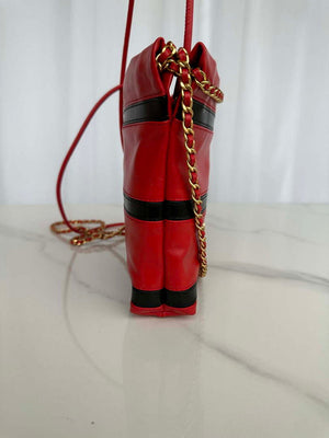 Chanel 22 Mini Handbag AS3980 Shiny Calfskin & Gold-Tone Metal Red & Black - Default Title - View 3