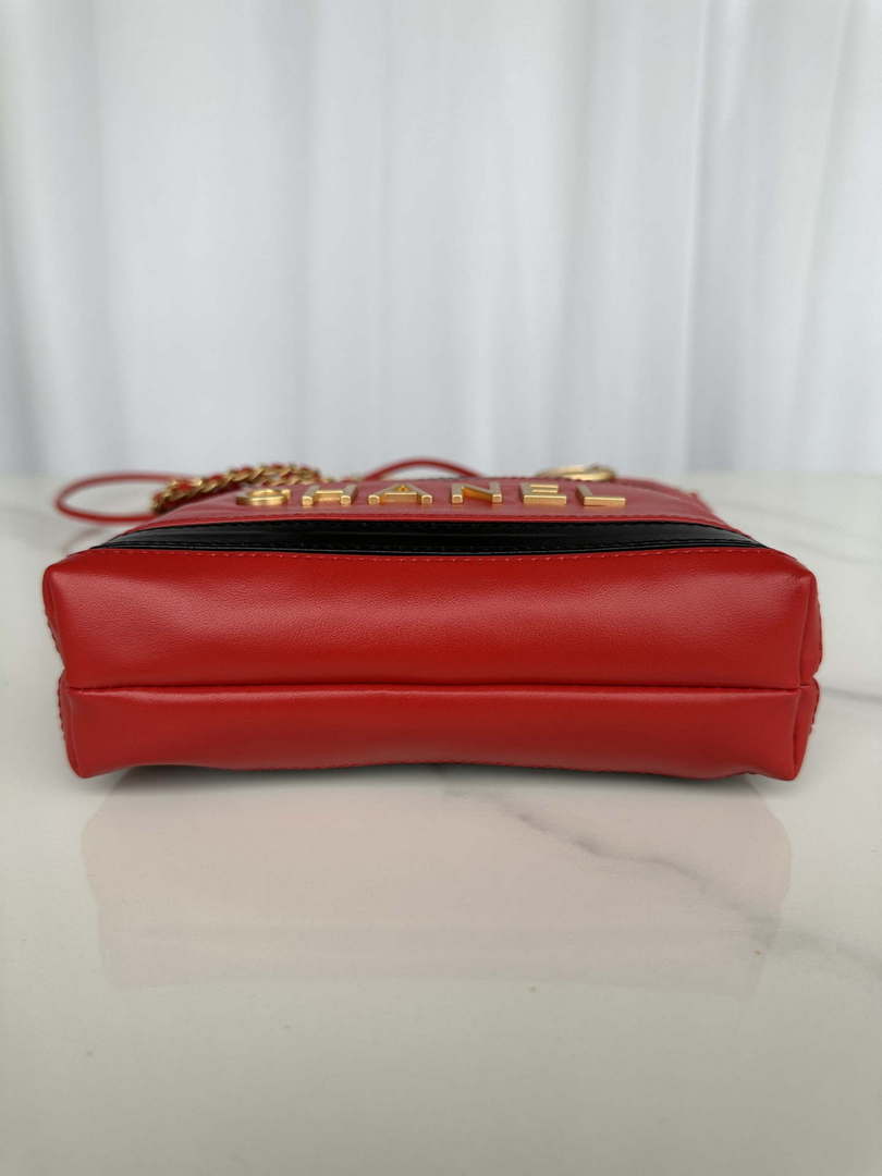 Chanel 22 Mini Handbag AS3980 Shiny Calfskin & Gold-Tone Metal Red & Black - Default Title - View 4
