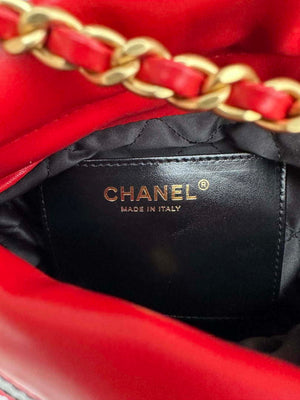 Chanel 22 Mini Handbag AS3980 Shiny Calfskin & Gold-Tone Metal Red & Black - Default Title - View 8