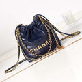 Chanel 22 Mini Handbag AS3980 Shiny Calfskin & Gold-Tone Metal Royal blue - Default Title - View 1