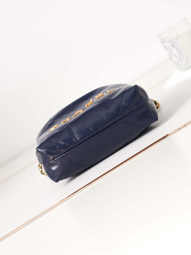 Chanel 22 Mini Handbag AS3980 Shiny Calfskin & Gold-Tone Metal Royal blue - Default Title - View 4