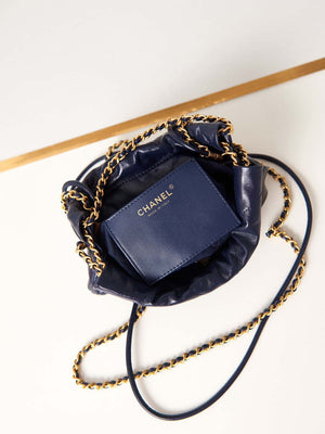 Chanel 22 Mini Handbag AS3980 Shiny Calfskin & Gold-Tone Metal Royal blue - Default Title - View 7