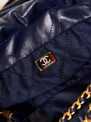 Chanel 22 Mini Handbag AS3980 Shiny Calfskin & Gold-Tone Metal Royal blue - Default Title - View 8