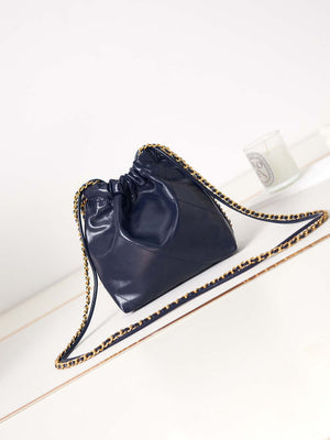 Chanel 22 Mini Handbag AS3980 Shiny Calfskin & Gold-Tone Metal Royal blue - Default Title - View 9