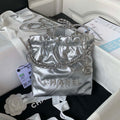Chanel 22 AS3980 Mini Handbag Shiny Calfskin & Silver-Tone Metal Silver - Default Title - View 1