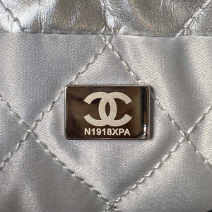 Chanel 22 AS3980 Mini Handbag Shiny Calfskin & Silver-Tone Metal Silver - Default Title - View 9