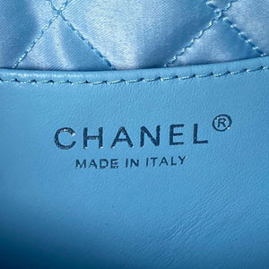 Chanel 22 AS3980 Mini Handbag Shiny Calfskin & Silver-Tone Metal Sky blue - Default Title - View 8