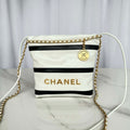 Chanel 22 Mini Handbag AS3980 Shiny Calfskin & Gold-Tone Metal White & Black - Default Title - View 1