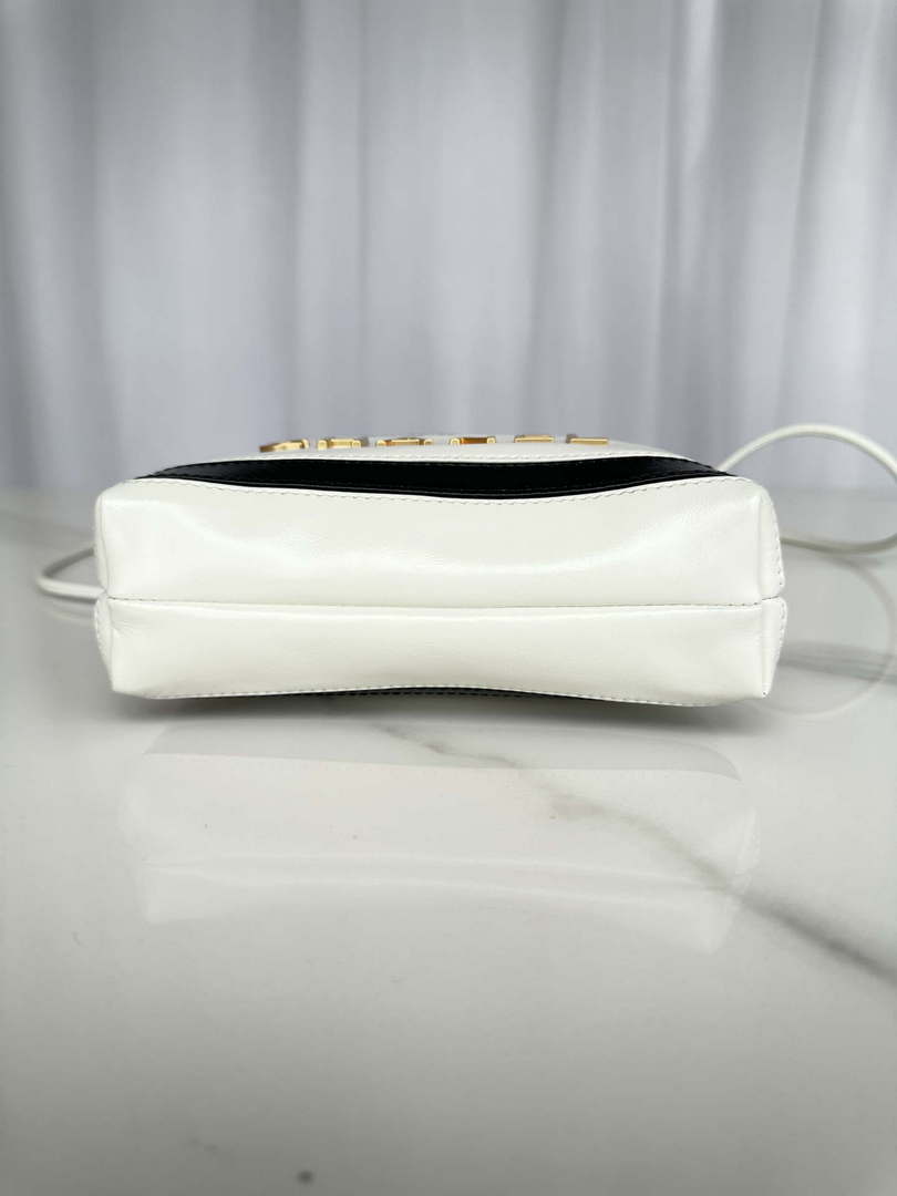 Chanel 22 Mini Handbag AS3980 Shiny Calfskin & Gold-Tone Metal White & Black