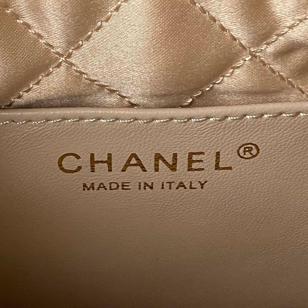Chanel 22 Mini Handbag AS3980 Shiny Calfskin & Gold-Tone Metal White