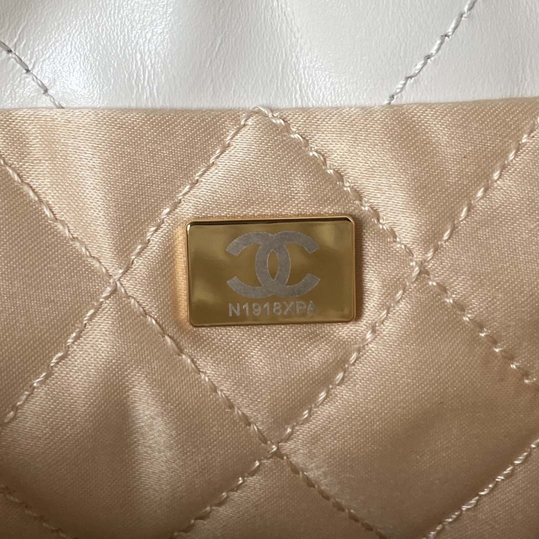 Chanel 22 Mini Handbag AS3980 Shiny Calfskin & Gold-Tone Metal White - Default Title - View 9