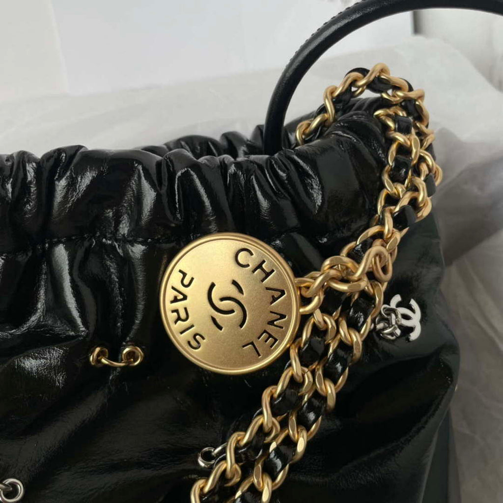 Chanel 22 Mini Handbag AS3980 Shiny Calfskin & Gold-Tone Metal with jewelry
