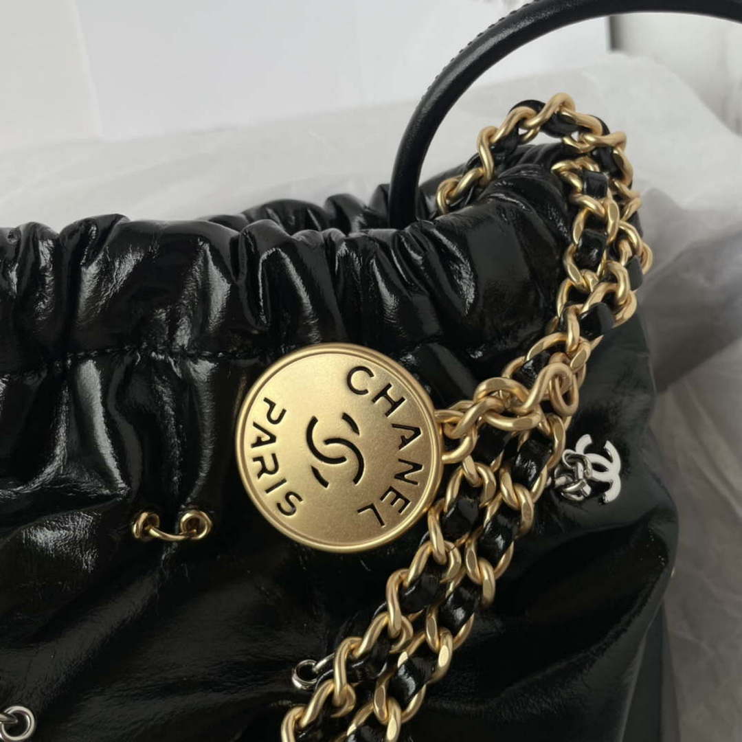 Chanel 22 Mini Handbag AS3980 Shiny Calfskin & Gold-Tone Metal with jewelry - Default Title - View 4