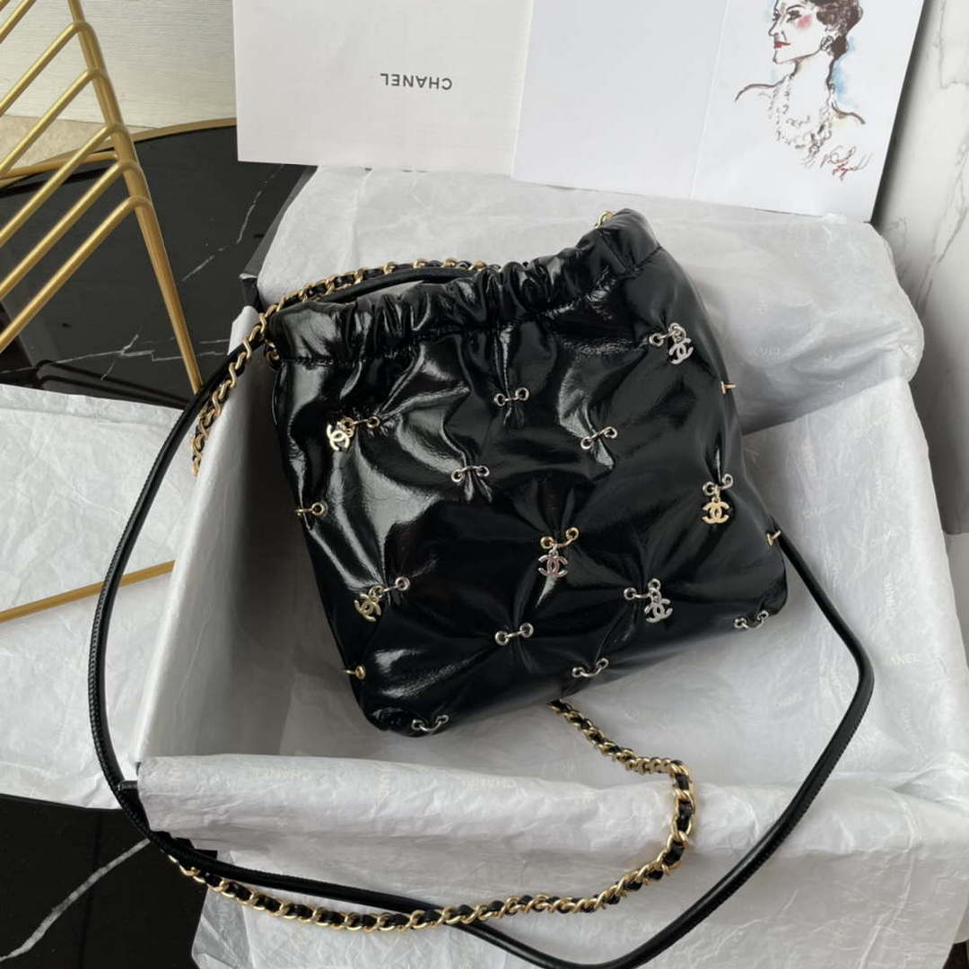 Chanel 22 Mini Handbag AS3980 Shiny Calfskin & Gold-Tone Metal with jewelry - Default Title - View 7