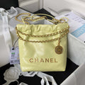 Chanel 22 Mini Handbag AS3980 Shiny Calfskin & Gold-Tone Metal Yellow - Default Title - View 1