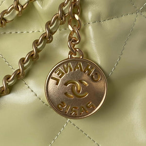 Chanel 22 Mini Handbag AS3980 Shiny Calfskin & Gold-Tone Metal Yellow - Default Title - View 5