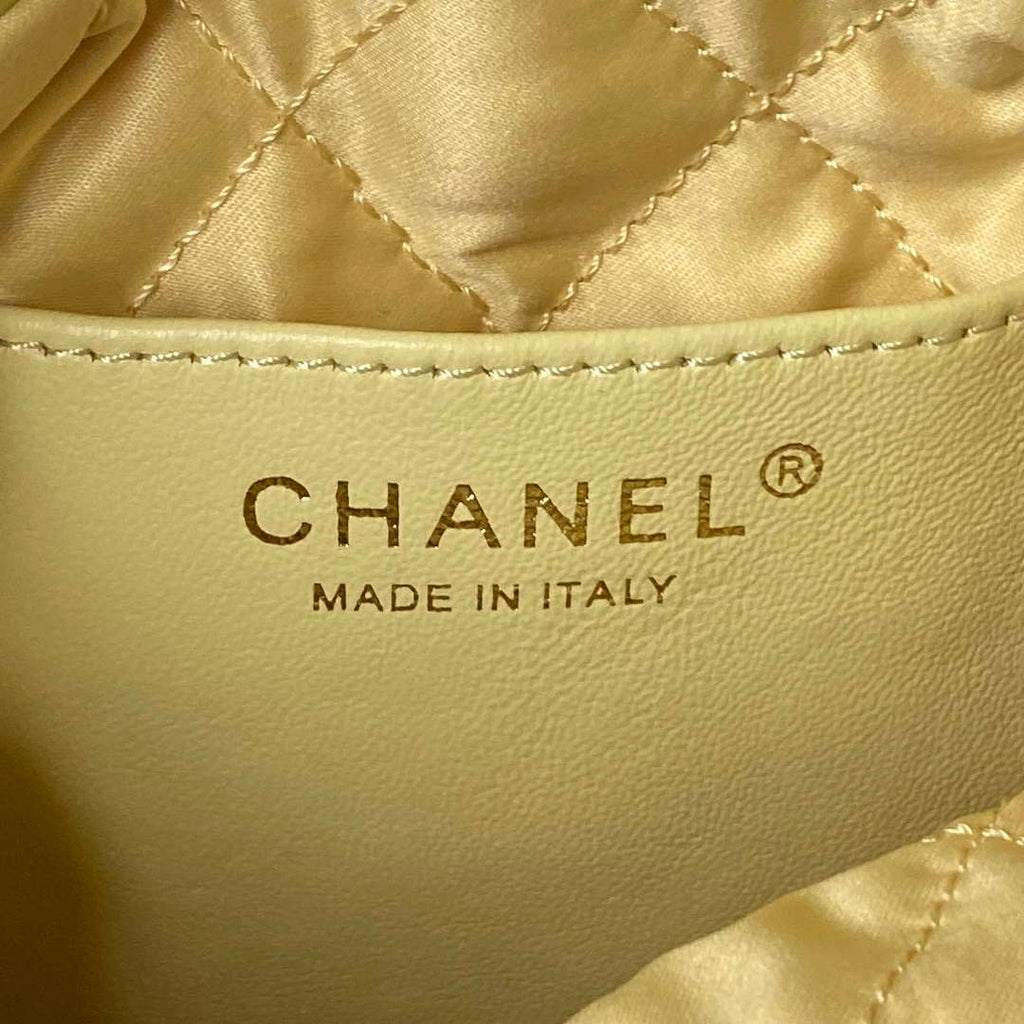 Chanel 22 Mini Handbag AS3980 Shiny Calfskin & Gold-Tone Metal Yellow